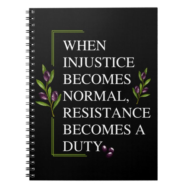 CARNET LORSQUE L'INJUSTICE DEVIENT NORMALE, LA RÉSISTANCE (Devant)