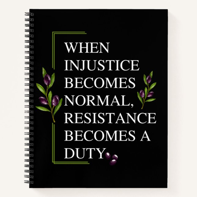 CARNET LORSQUE L'INJUSTICE DEVIENT NORMALE, LA RÉSISTANCE (Devant)