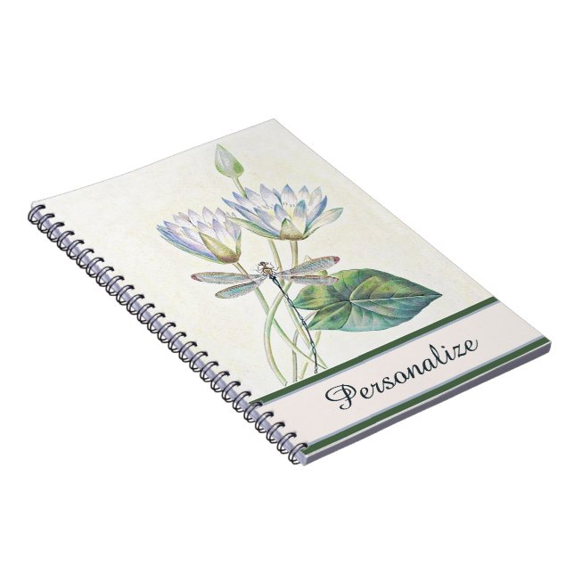 Carnet Lotus et libellule personnalisés (Côté Droit)