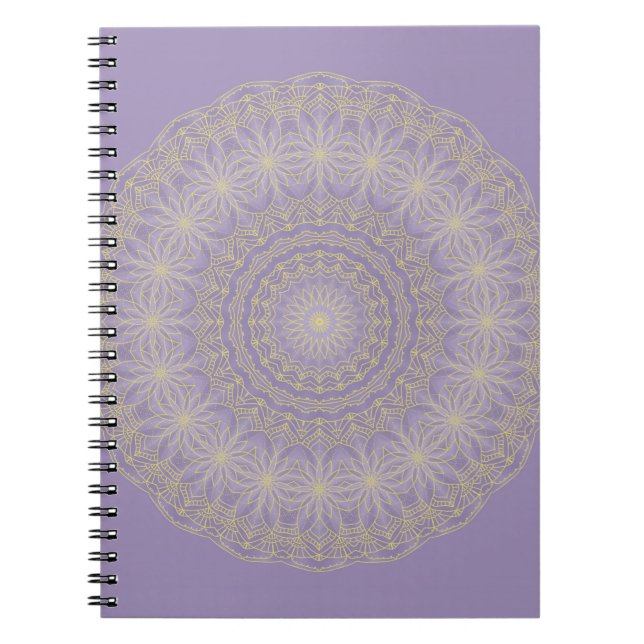 Carnet Lotus Mandala en Lilac et or (Devant)