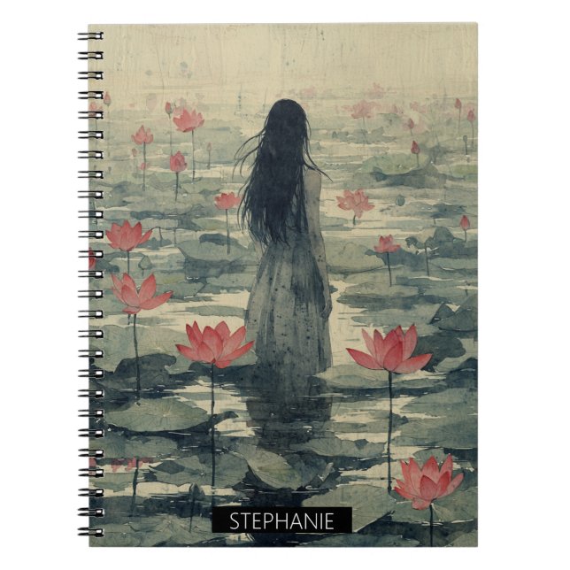 Carnet Lotus mélancolique Aquarelle Brumeuse (1) (Devant)