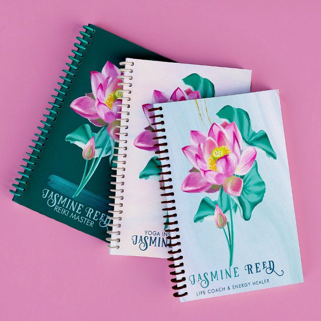 Carnet Lotus rose | Coaches de vie et guérisseurs d'énerg (Serene hand painted lotus flower for a life coach notebook gift!)