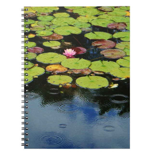 Carnet Lotus rose en pluie (Devant)