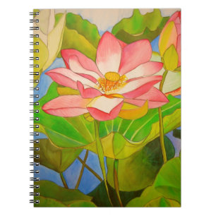 Carnet Lotus rose nénuphar aquarelle peinture