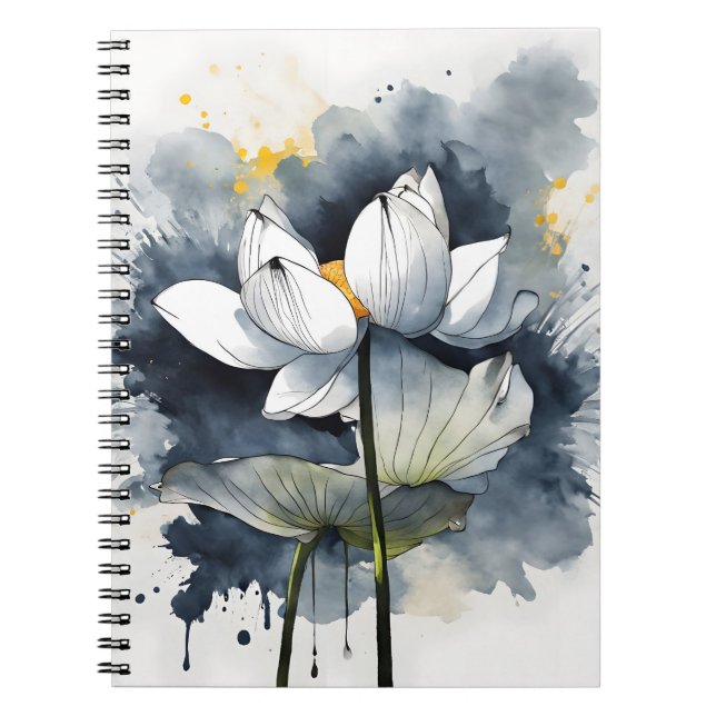Carnet Lotus - Watercolor flowers (Devant)