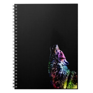 Carnet Loup arc-en-ciel fractal