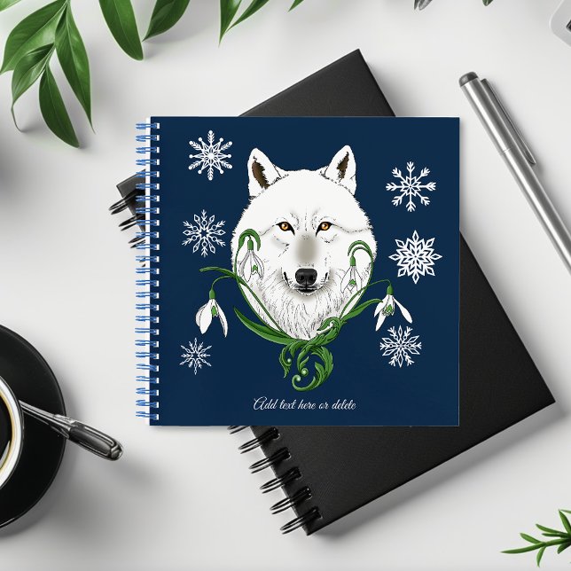Carnet Loup Arctique Blanc Mystique Galanthe Bleue (Créateur téléchargé)