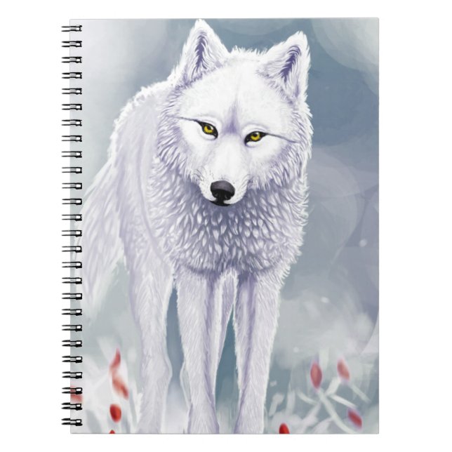 Carnet loup blanc (80 pages avec lignes noires) (Devant)