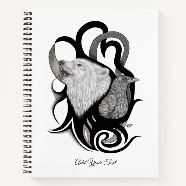 Carnet Loup blanc avec art tribal coréen (Devant)