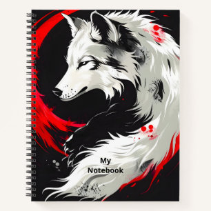 Carnet Loup blanc rouge lunaire