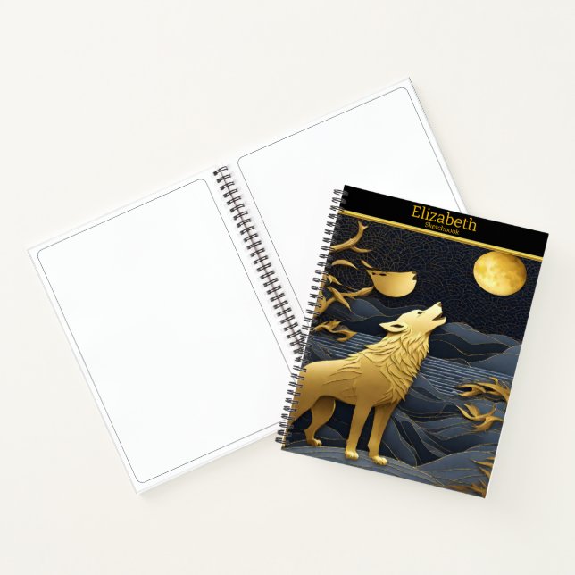 Carnet Loup doré hurle à la lune (Intérieur)