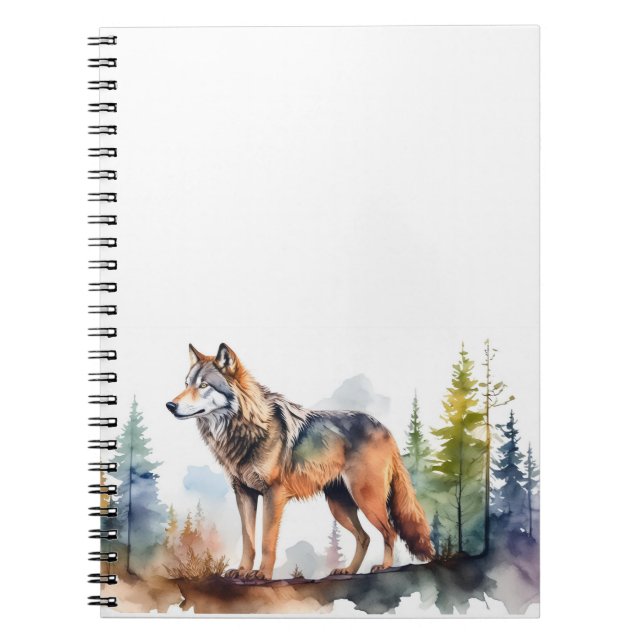 Carnet Loup en forêt à l'aquarelle (Devant)
