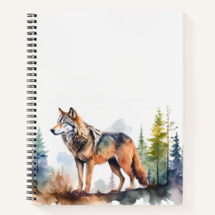 Carnet Loup en forêt à l'aquarelle