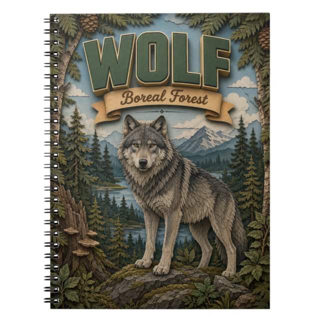 Carnet Loup Forêt Boréale POPCUT (Devant)