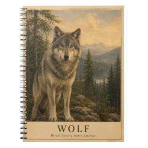 Carnet Loup Forêt Boréale VINTAGE