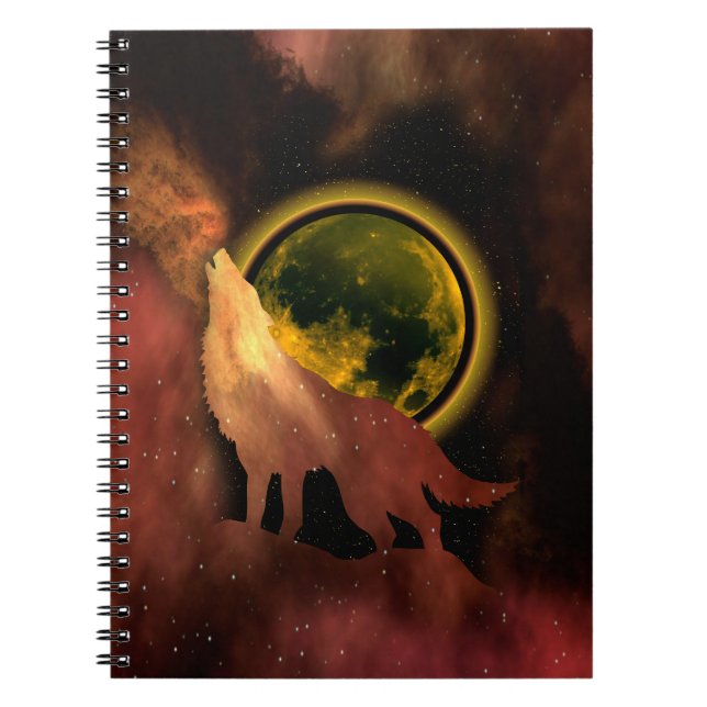 CARNET LOUP HURLANT DANS LA GALAXIE LUNAIRE DE L'ESPACE   (Devant)