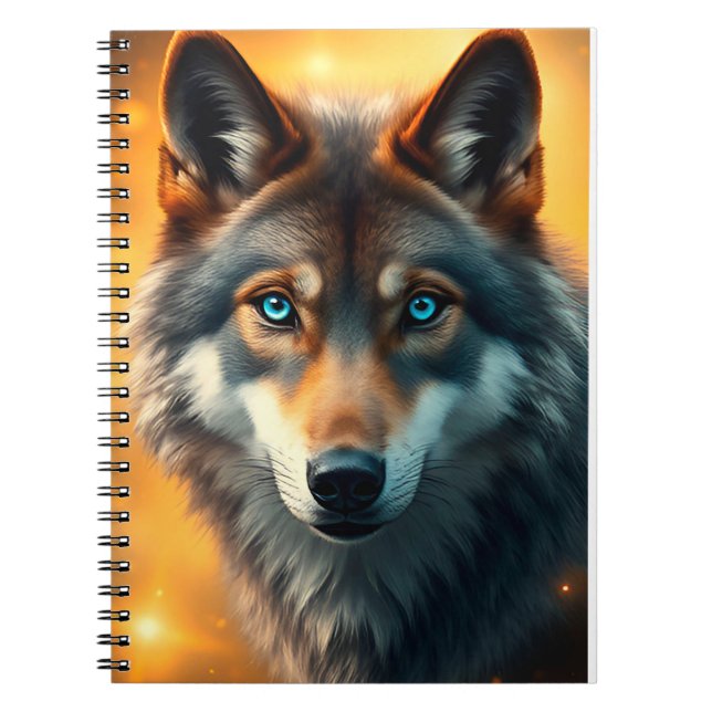Carnet Loup Majestueux Avec Des Yeux Bleus Pour Les Notes (Devant)