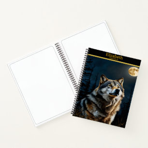 Carnet Loup majestueux hurlant sous la pleine lune