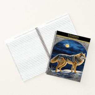 Carnet Loup majestueux hurlant sous la pleine lune brilla