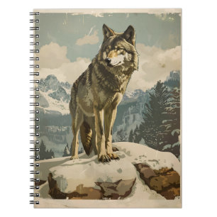 Carnet Loup majestueux sur Rocher de neige