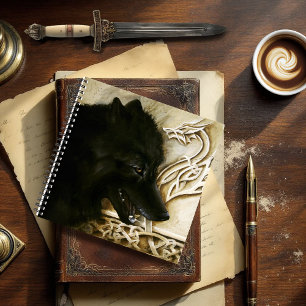 Carnet Loup noir dragon celtique entrelacs fantasy