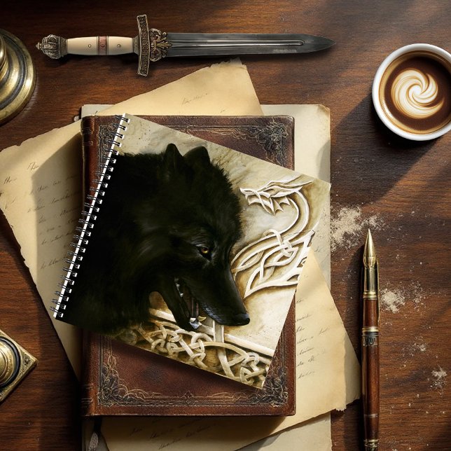 Carnet Loup noir dragon celtique entrelacs fantasy (Créateur téléchargé)
