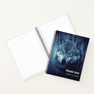 Carnet Loup sauvage magique aux yeux bleus Extraordinaire