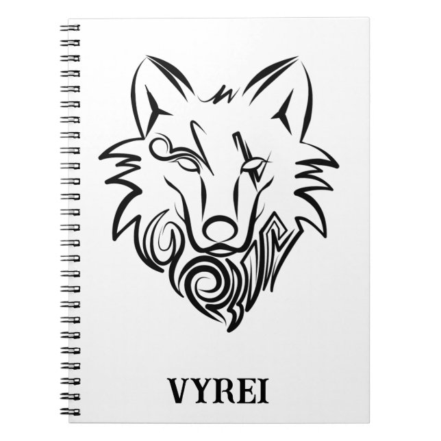 Carnet Loup tribal noir et blanc (Devant)