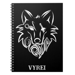 Carnet Loup tribal noir et blanc