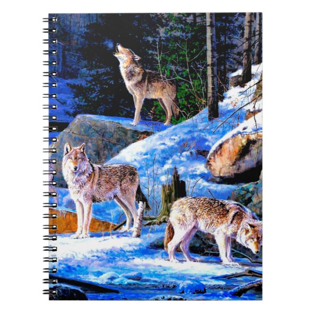 Carnet Loups en peinture à la neige (Devant)