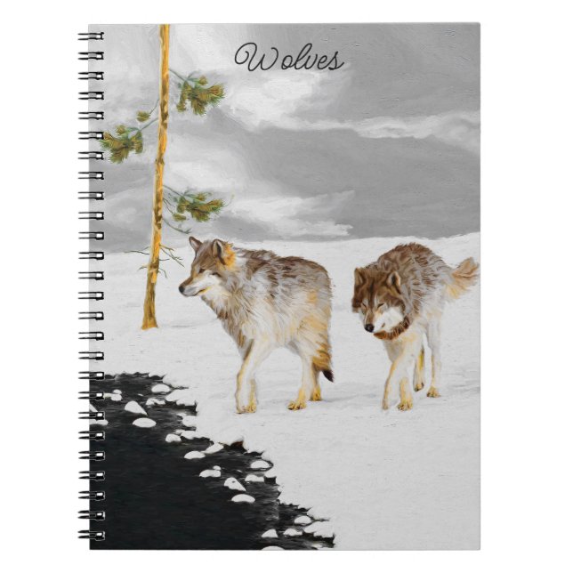 Carnet Loups en peinture sur neige - Art original de la f (Devant)