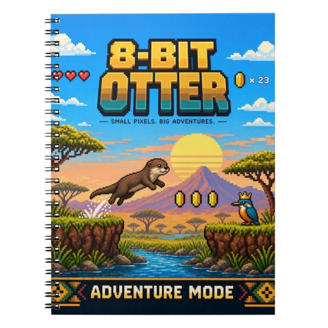 Carnet Loutre, Pixel Art Rétro 8 Bits (Devant)