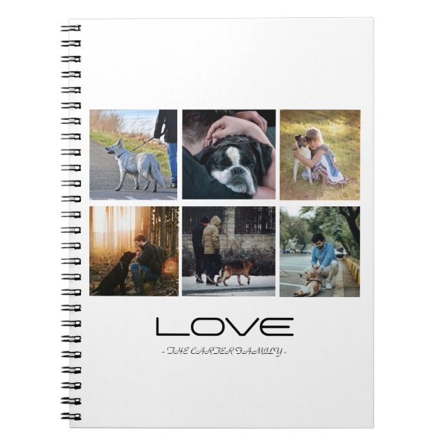 Carnet Love Dog Family Portrait Collage Design (Devant)