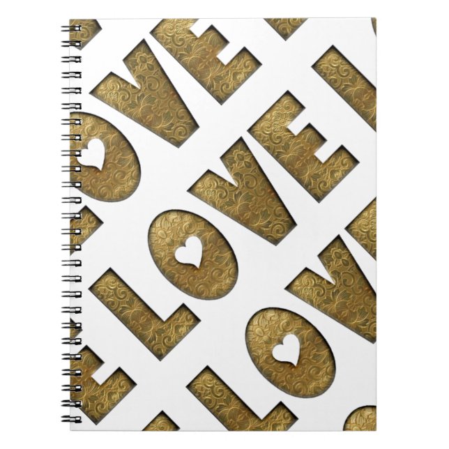 Carnet Love Gold Texte Word Elegant Golden Décoratif (Devant)