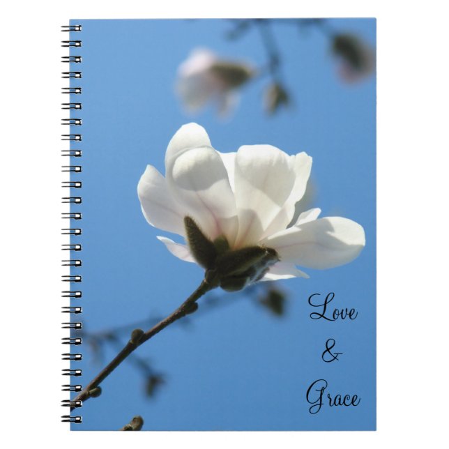 carnet Love & Grace ciel bleu magnolia blanc (Devant)