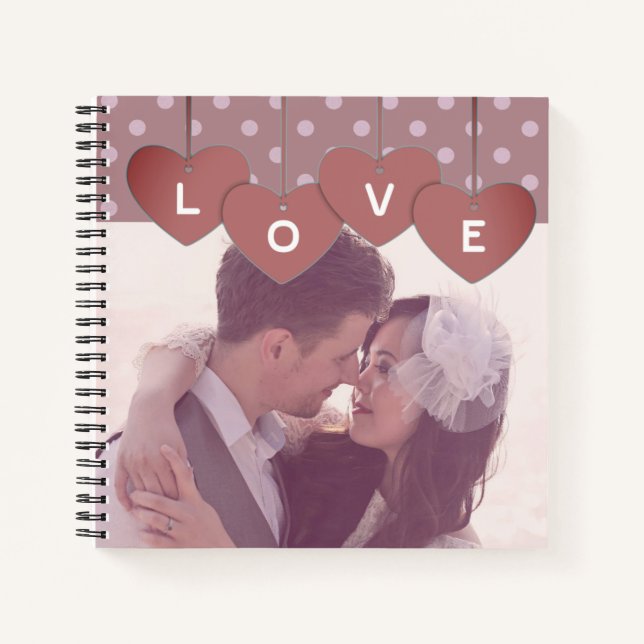 Carnet Love Hearts Banner Custom Wedding Photo (Devant)