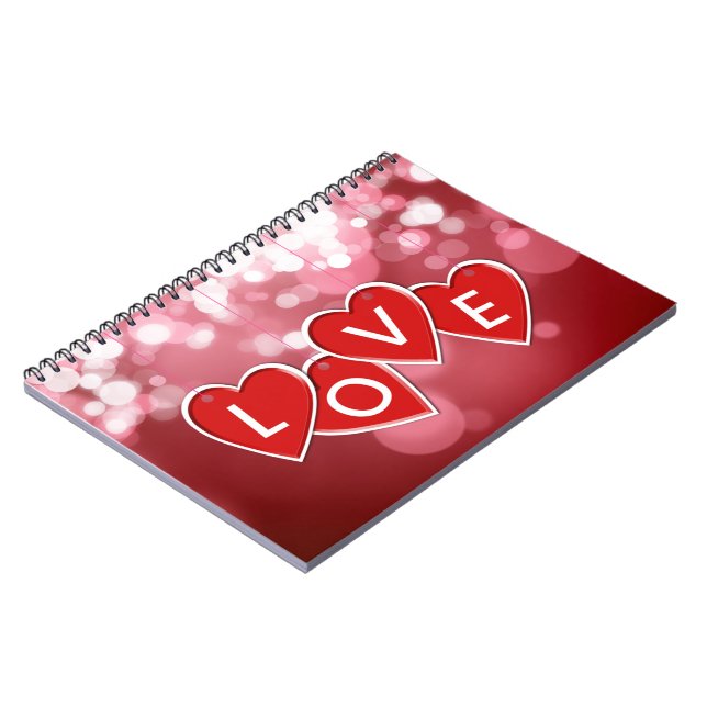 Carnet Love Lettering Red Hearts (Côté gauche)