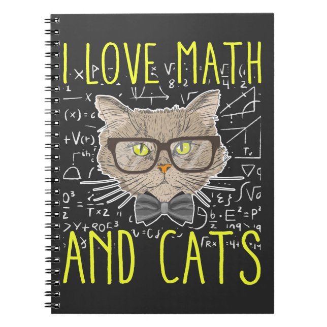 Carnet Love Math et Chats Mathematicique Nerd (Devant)