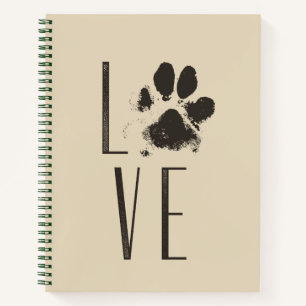 Carnet Love Pet Paw Print Brown Grunge Typografy