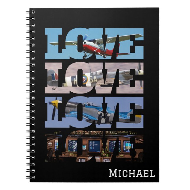 Carnet LOVE Photo Avion, Aviation, Minimaliste (Devant)