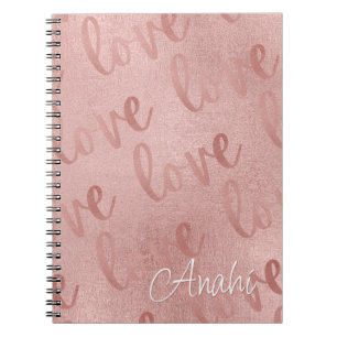 Carnet Love Rose Gold Script Motif