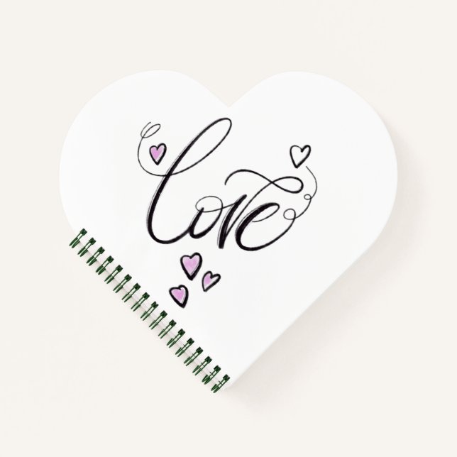 Carnet Love Script Heart Shaped Notebook | Romantic (Devant)