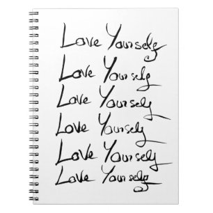 Carnet Love yourself!  Motivational calligraphy quote