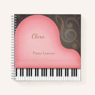 Carnet Lovely Pink Grand Piano Music Lover's Personnalisé