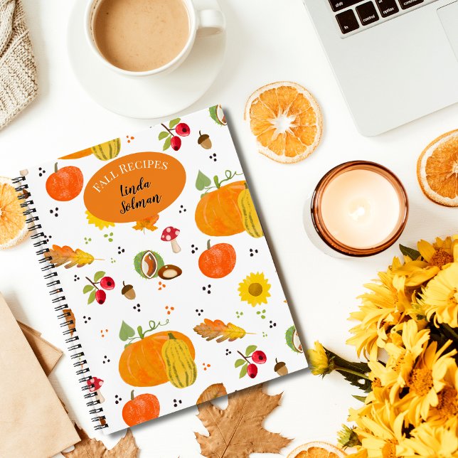 Carnet Lover d'automne personnalisé (Cute autumn-themed notebook with spiral binding for recipes, ideas, important information, etc.)