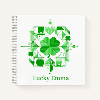Carnet Lucky Name Personalized Clover Design