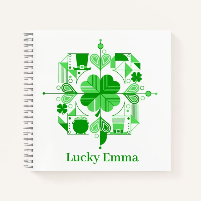 Carnet Lucky Name Personalized Clover Design (Devant)