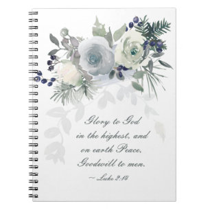 Carnet Luke 2:14 "Glory to God" White Rose Christmas