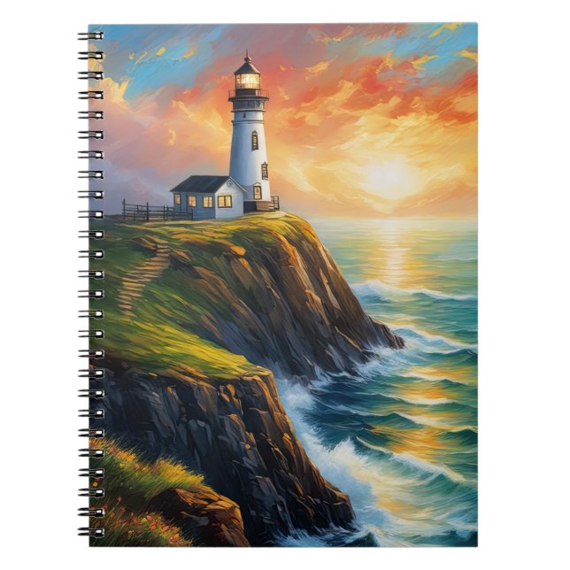 Carnet Lumière de guidage, phare et coucher de soleil (Devant)