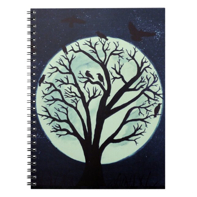 Carnet Lumière de la lune avec l'arbre ancien et les corb (Devant)